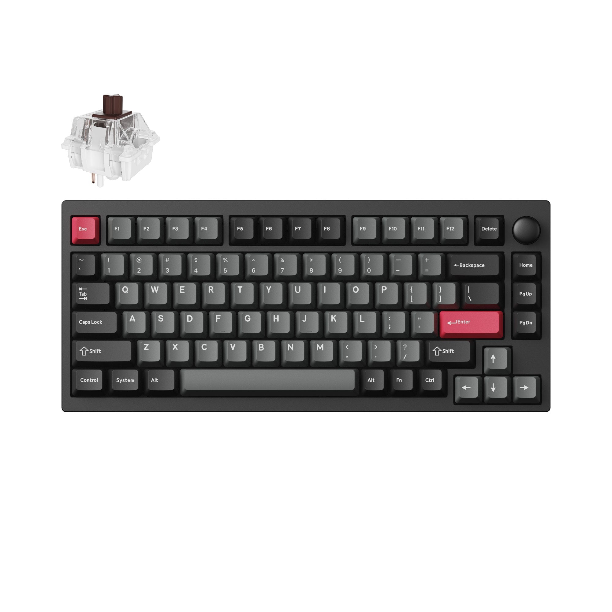 Lemokey P1 QMK/VIA Custom Gaming Keyboard 75 percent Layout Aluminum Carbon Black Fully Assembled for Windows Mac Linux Keychron Super Brown