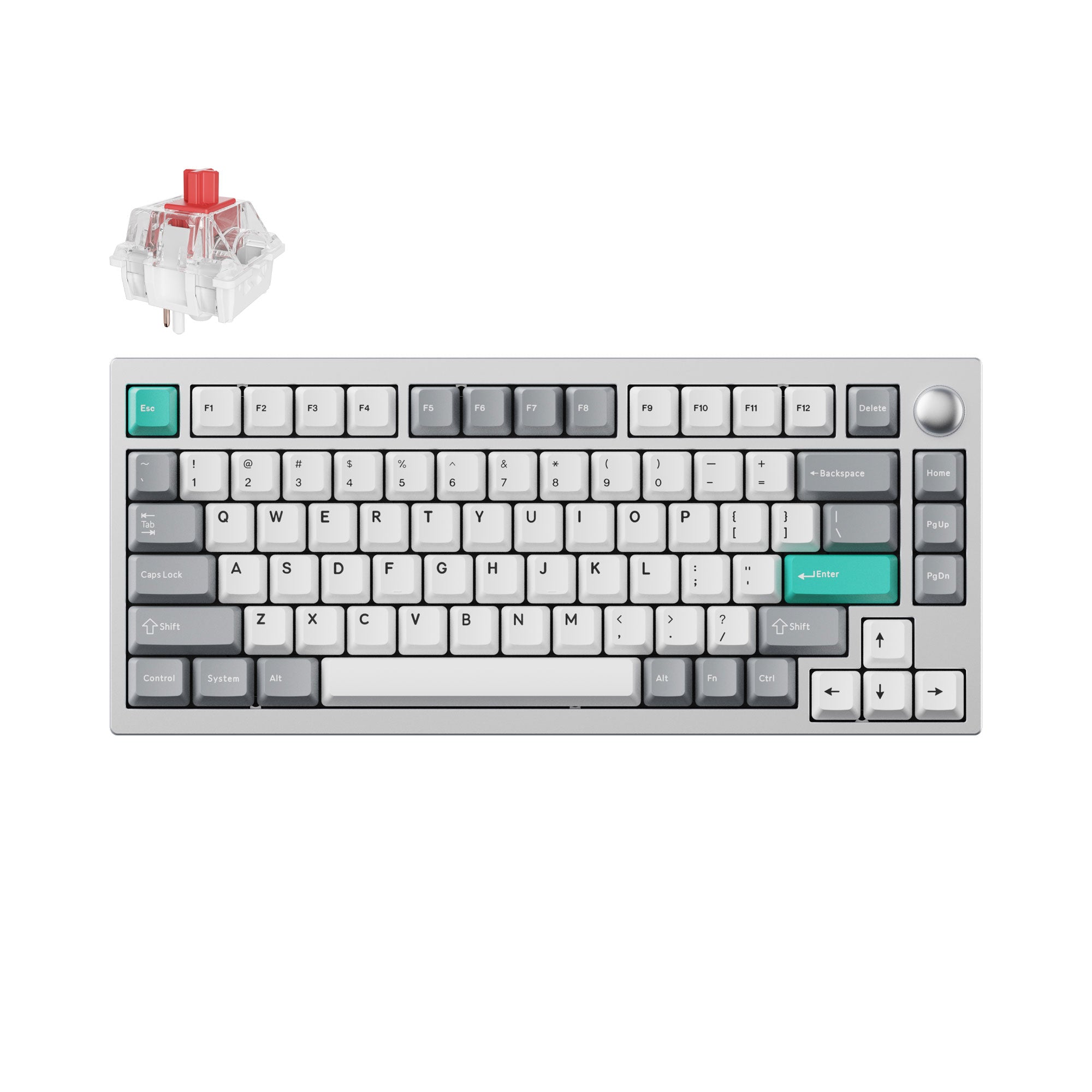 Lemokey P1 QMK/VIA Custom Gaming Keyboard 75 percent Layout Aluminum Space Silver Fully Assembled for Windows Mac Linux Keychron Super Red