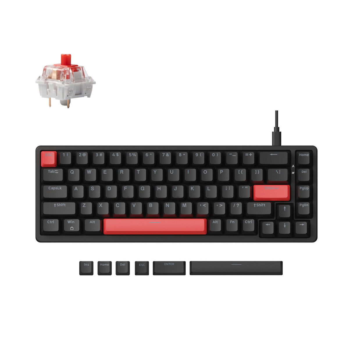 Lemokey X6 QMK Wired Mechanical Keyboard 65 Percent Layout Keychron Mechanical Red Switch