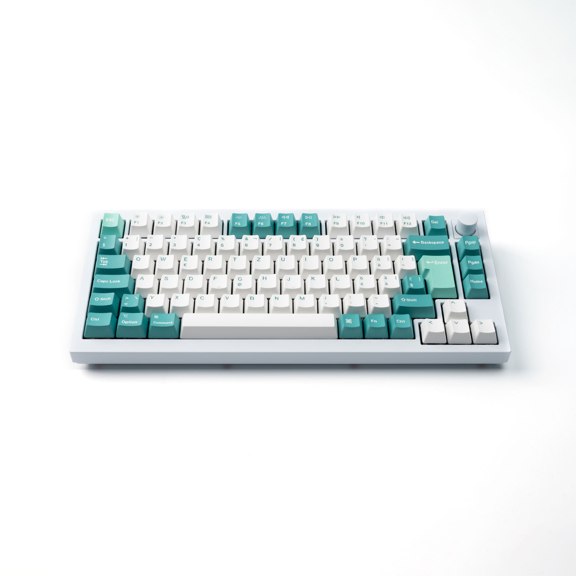 OEM Dye Sub PBT Full Set Keycap Set White Mint - Swiss ISO