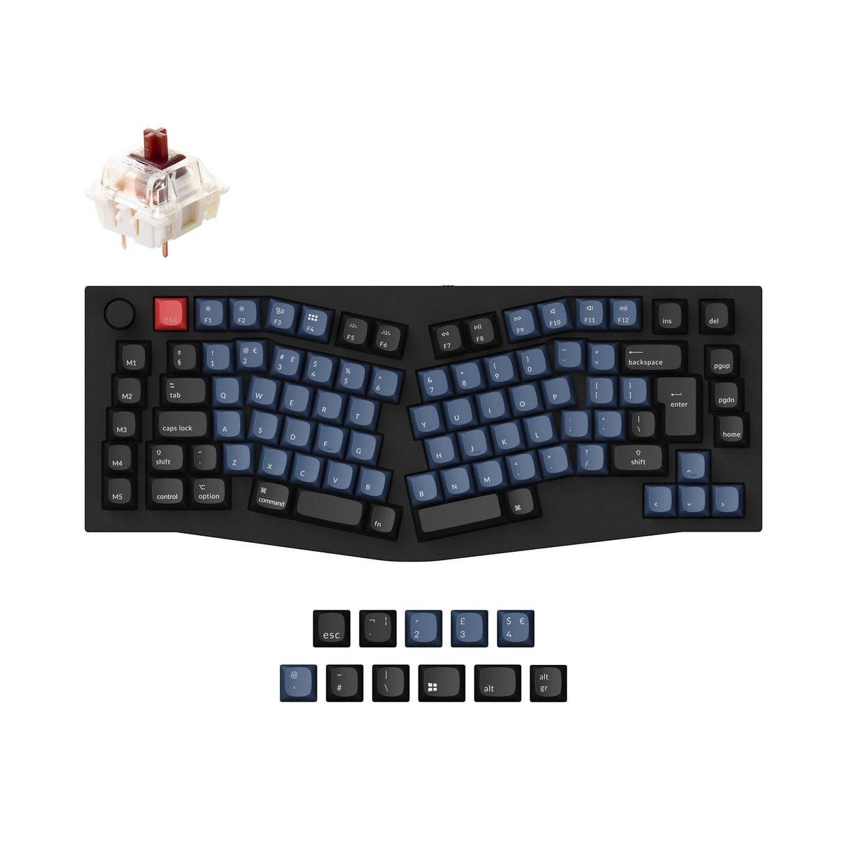 Q10-M3-UK Keychron Q10 QMK VIA custom mechanical keyboard Alice layout full aluminum frame for Mac Window Linux fully assembled knob black UK ISO layout Gateron G pro switch brown