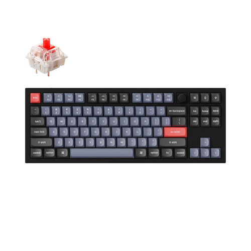 Keychron Q3 QMK VIA custom mechanical keyboard tenkeyless 80 percent layout full aluminum black frame knob for Mac Windows iOS RGB backlight with hot swappable Gateron G Pro switch red