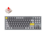 Keychron Q3 QMK VIA custom mechanical keyboard tenkeyless 80 percent layout full aluminum grey frame B knob for Mac Windows iOS RGB backlight with hot swappable Gateron G Pro switch red