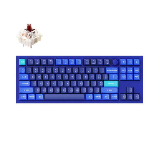 Keychron Q3 QMK VIA custom mechanical keyboard tenkeyless 80 percent layout full aluminum blue frame B knob for Mac Windows iOS RGB backlight with hot swappable Gateron G Pro switch brown