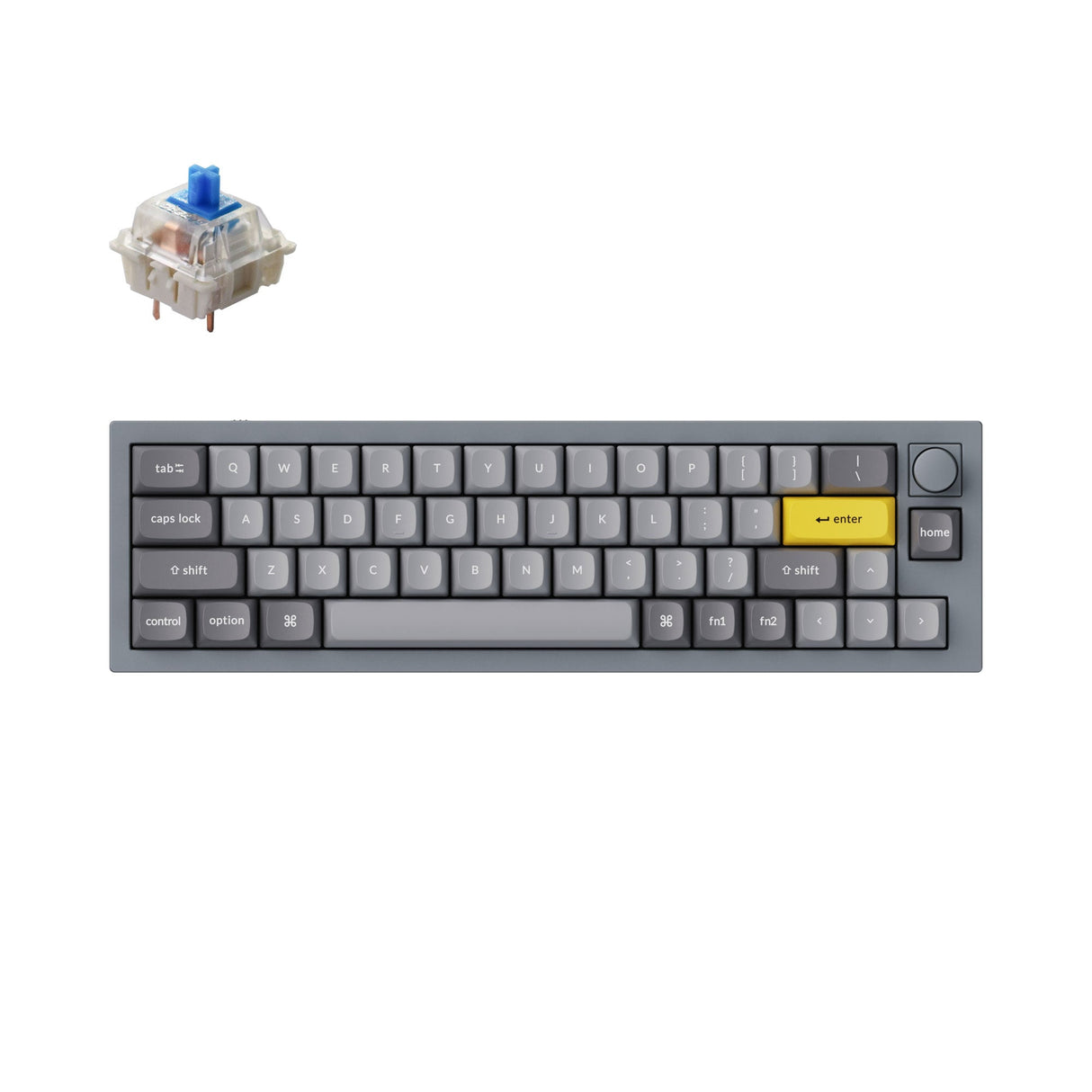 Keychron Q9 QMK/VIA custom mechanical keyboard knob version 40 percent layout full aluminum body for Mac Windows Linux fully assembled grey frame with Gateron G Pro switch blue