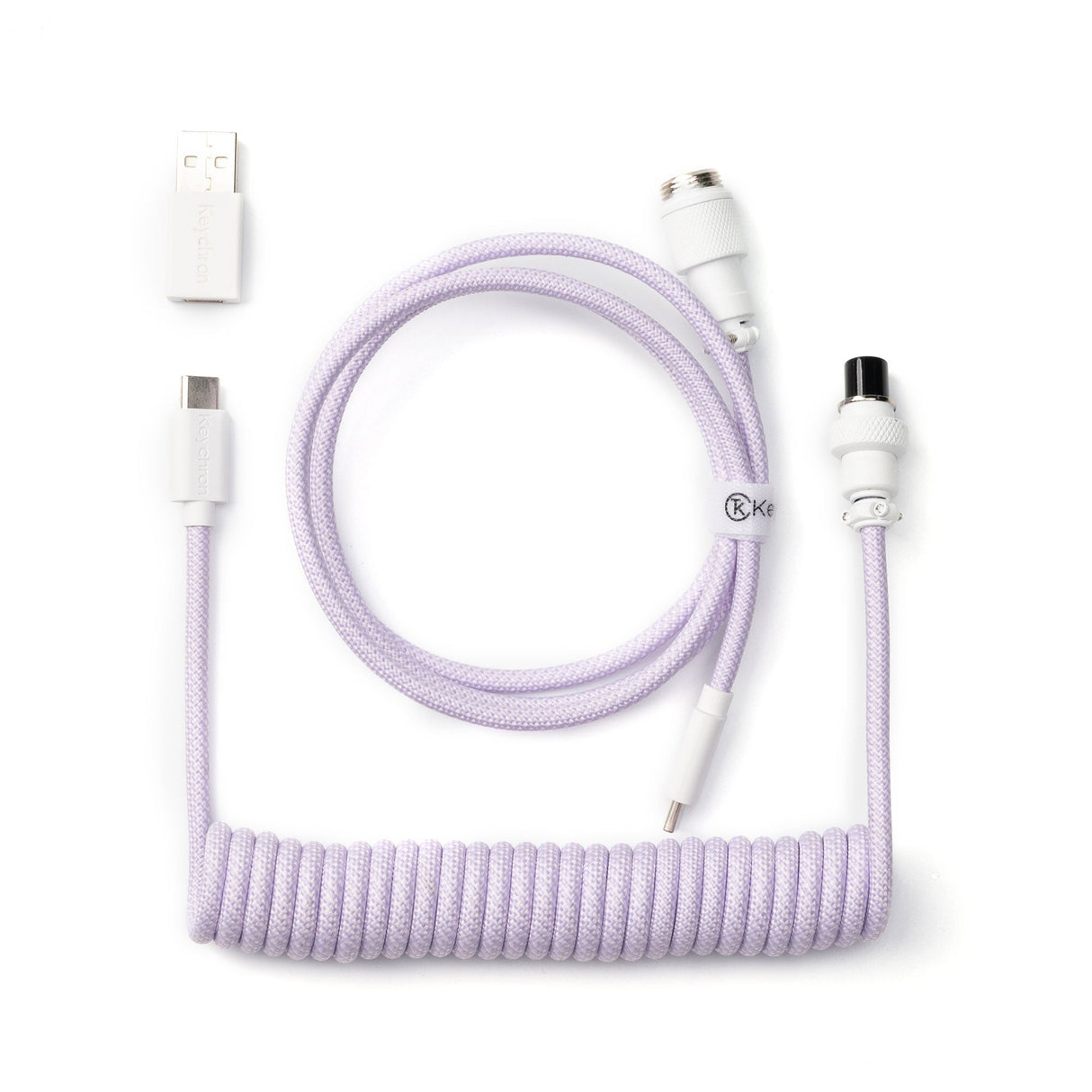 Keychron custom coiled aviator USB type-C cable for keyboards light purple color