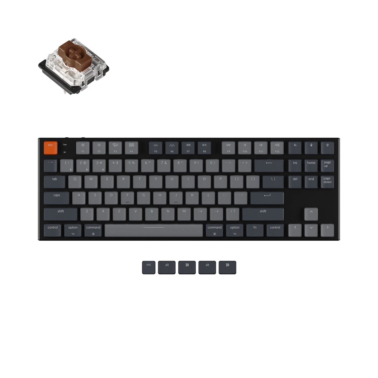 Keychron k1 v5 ultra slim wireless mechanical keyboard 87 keys white backlight gateron mechanical low profile brown switch