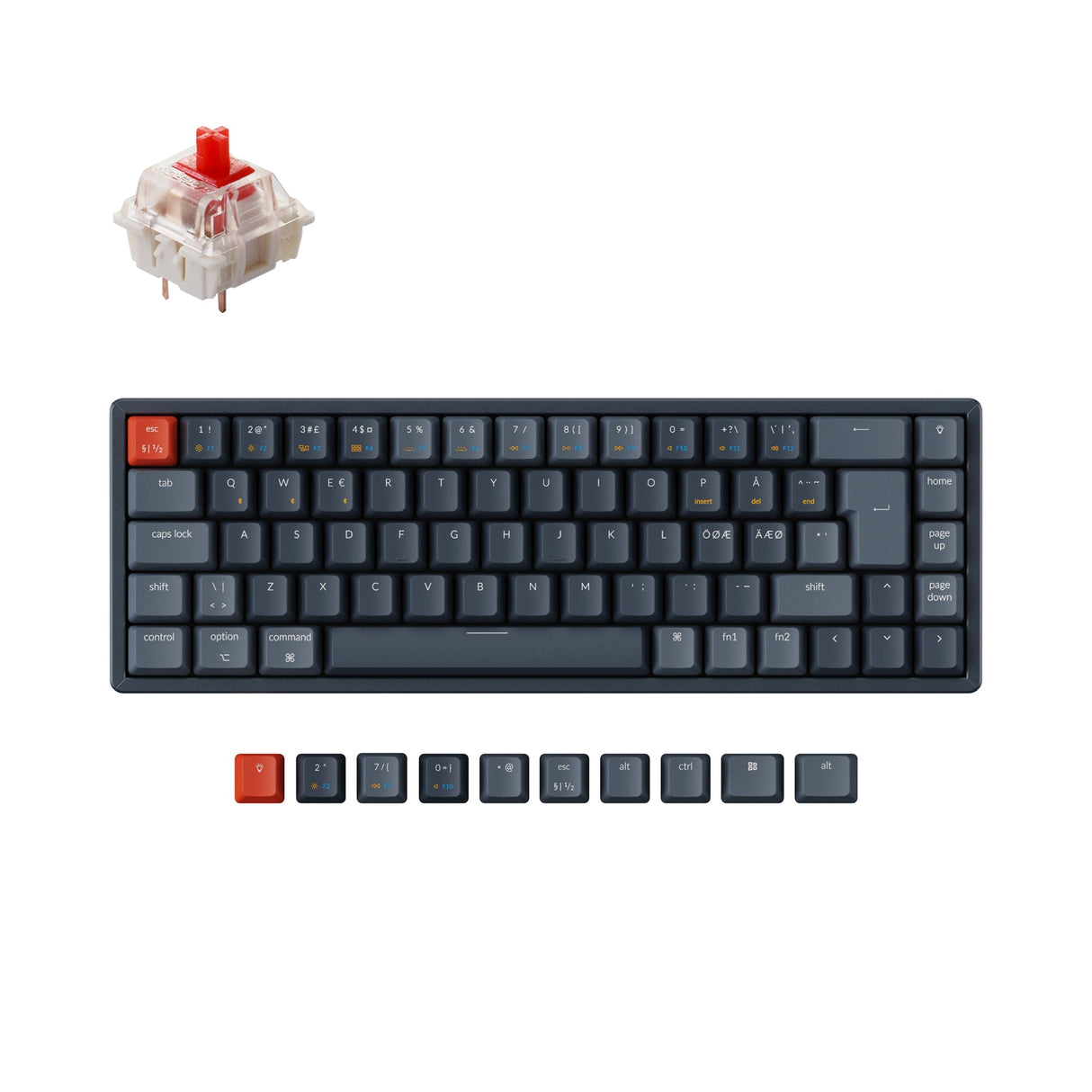 ⁣keychron k6 nordic iso layout wireless mechanical keyboard gateron red switch rgb backlight for mac windows